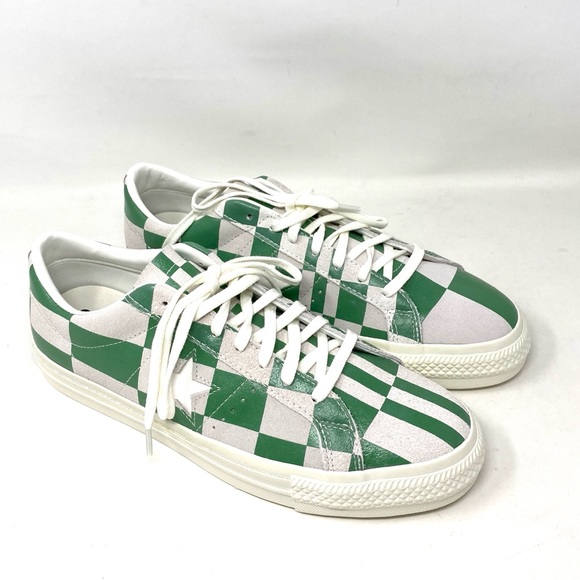 Converse Other - Converse One Star Low Top Suede Checker White Green Men’s Sneakers 172353C